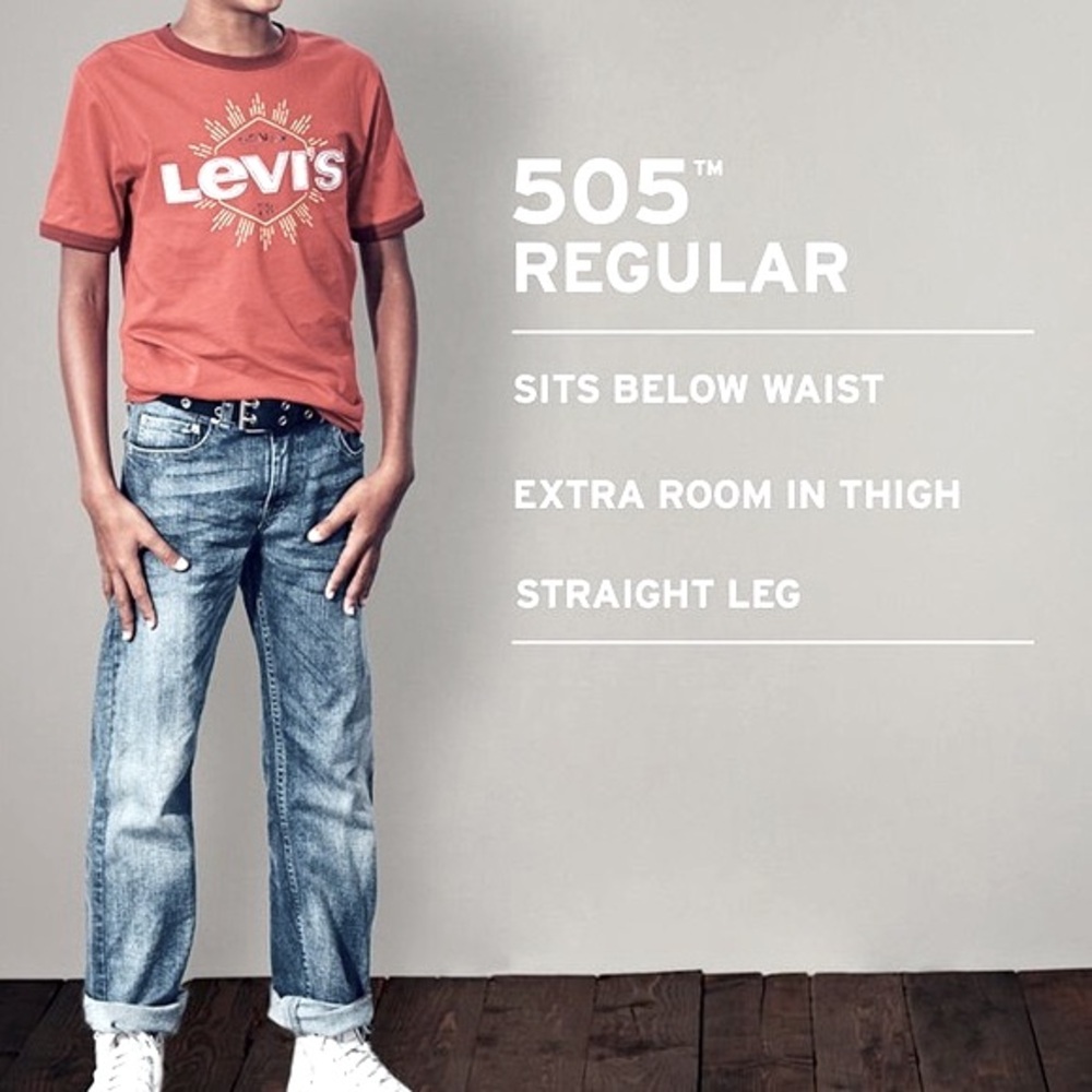Levi’s Boys 505 Jeans Size 10 Regular W 25 L 25 Mid Rise Classic Medium Wash